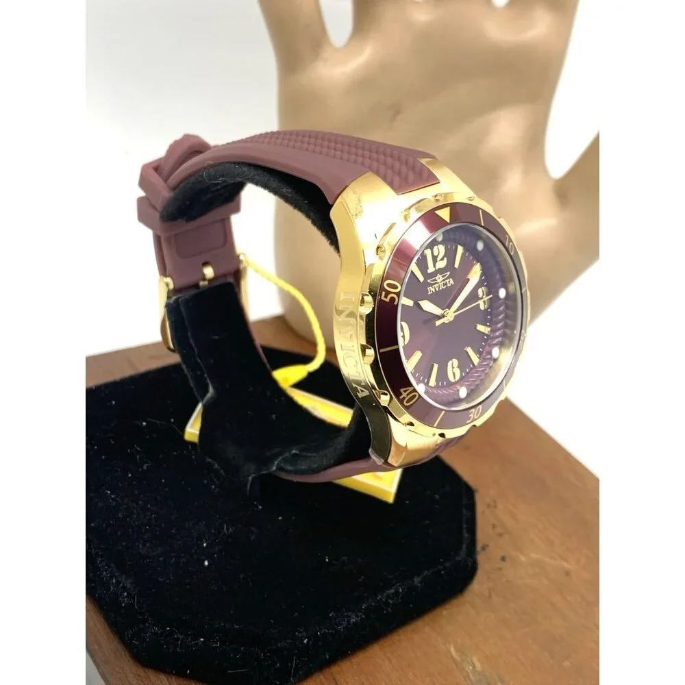 Invicta Women's Watch 17485 Angel Quartz Gold Tone Case Rubber Strap 38mm